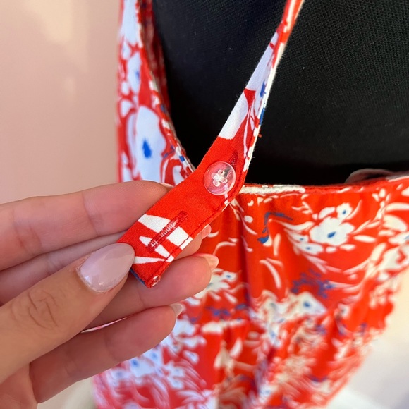 Banana Republic Button Front Fit & Flare Red Floral Dress. Size M - Picture 3 of 4